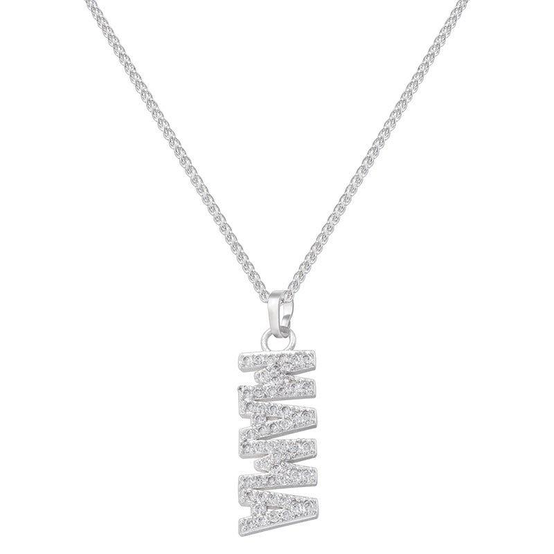Wholesale Copper inlaid zirconium English letter MAMA necklace